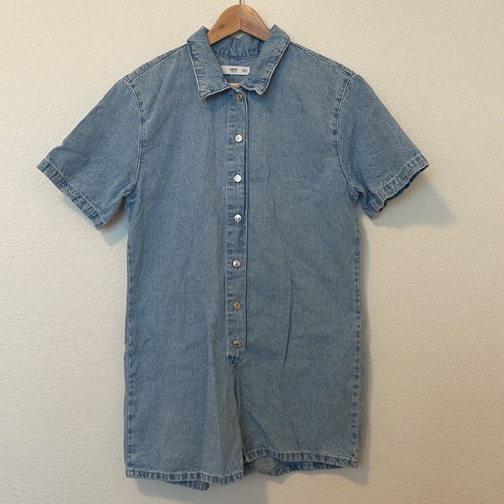Mango Denim Cotton Jumpsuit